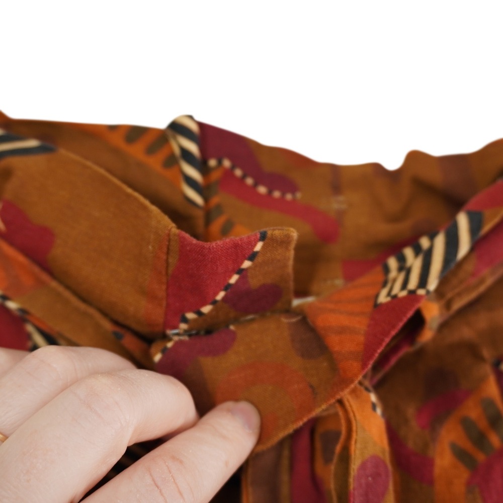 Farm Rio Anthropologie Tiger Print Wide Leg Paperbag Pants Rust Brown Small - Picture 6 of 9